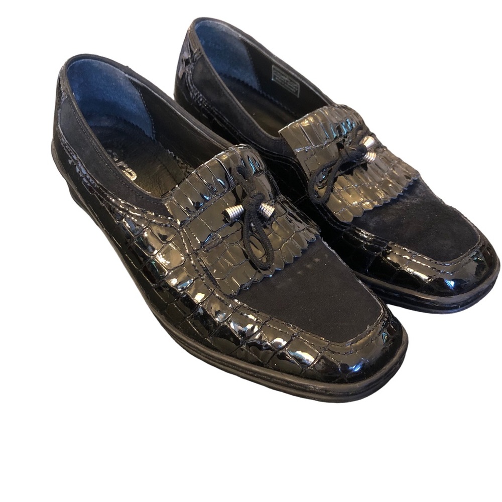 Ara Black Patent Leather Crocodile Loafers size 5 - Picture 2 of 16